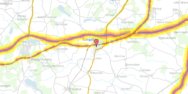 Trafikstøjkort på Hybenvej 28, 4100 Ringsted