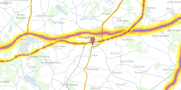 Trafikstøjkort på Hybenvej 40, 4100 Ringsted