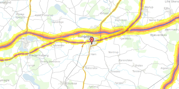 Trafikstøjkort på Hybenvej 43, 4100 Ringsted
