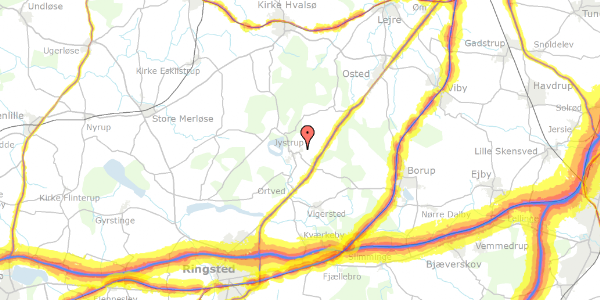 Trafikstøjkort på Jystrup Leragervej 4, 4174 Jystrup Midtsj