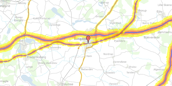 Trafikstøjkort på Jørgen Roedsvej 1, kl. , 4100 Ringsted