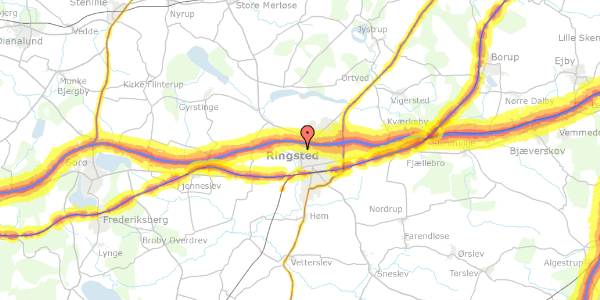 Trafikstøjkort på Klokkehøjen 63, 4100 Ringsted