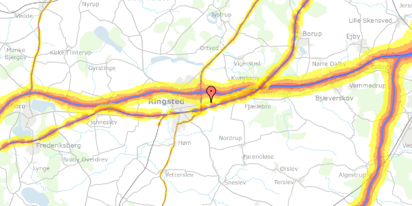 Trafikstøjkort på Kærehave Skovvej 13, 1. 19, 4100 Ringsted