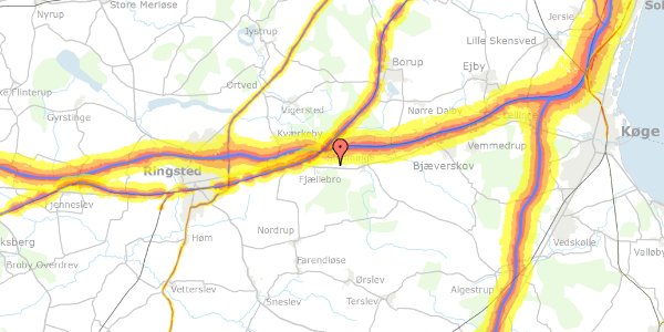 Trafikstøjkort på Køgevej 251, 4100 Ringsted