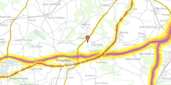 Trafikstøjkort på Ortved Stationsvej 23, 4100 Ringsted
