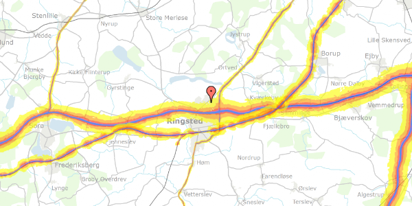 Trafikstøjkort på Roskildevej 225, 4100 Ringsted