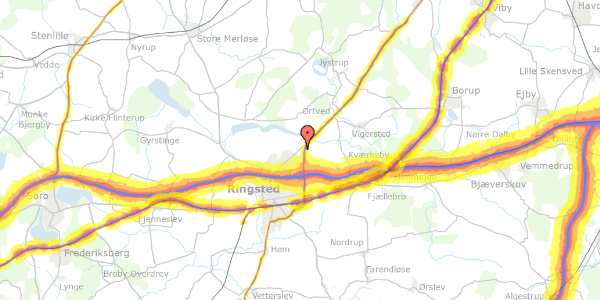 Trafikstøjkort på Roskildevej 290, 4100 Ringsted