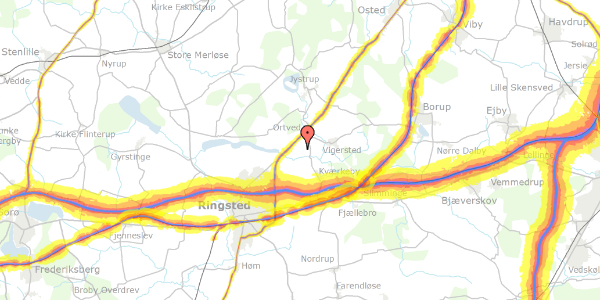 Trafikstøjkort på Roskildevej 392, 4100 Ringsted