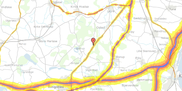 Trafikstøjkort på Roskildevej 629, 4174 Jystrup Midtsj