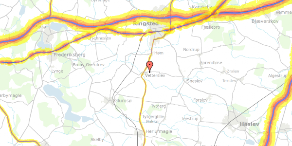 Trafikstøjkort på Vetterslev Bygade 32, 4100 Ringsted