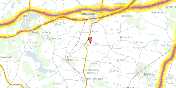 Trafikstøjkort på Vetterslev Bygade 35, 4100 Ringsted