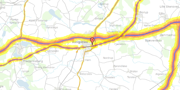 Trafikstøjkort på Vibevej 34, 4100 Ringsted