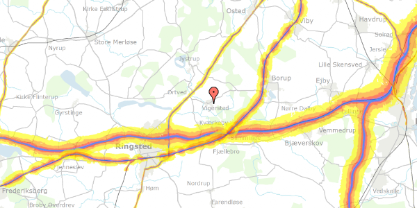 Trafikstøjkort på Vigersted Bygade 19, 4100 Ringsted