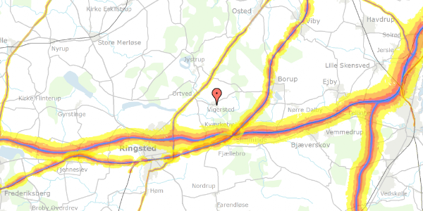 Trafikstøjkort på Vigersted Bygade 37, 4100 Ringsted