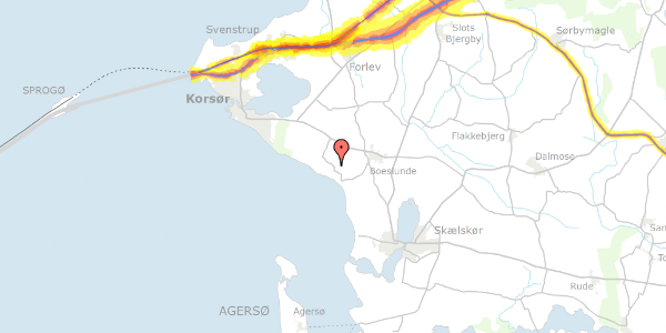 Trafikstøjkort på Attekøbsvej 1, 4220 Korsør