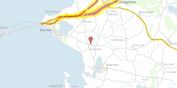 Trafikstøjkort på Boeslunde Byvej 182, 4242 Boeslunde