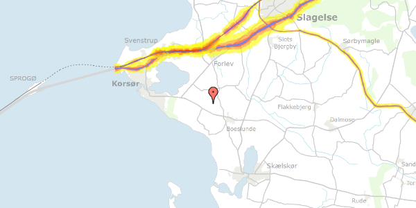 Trafikstøjkort på Grønhøjvej 20, 4242 Boeslunde