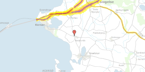 Trafikstøjkort på Korsør Landevej 501, 4242 Boeslunde