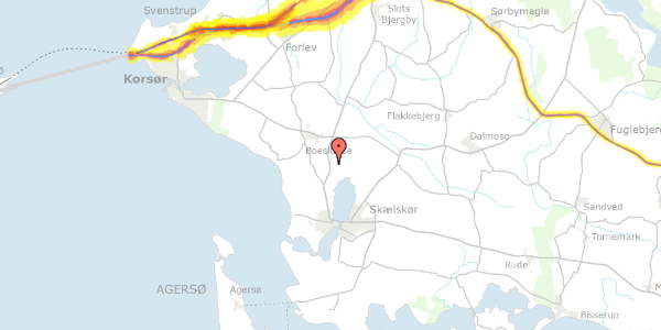 Trafikstøjkort på Slagelse Landevej 122, 4242 Boeslunde