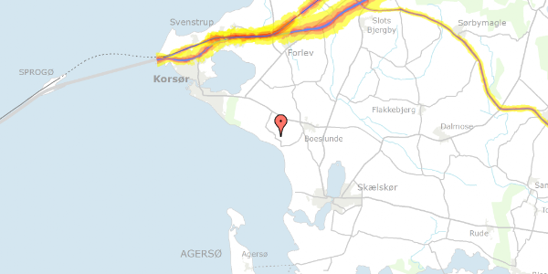 Trafikstøjkort på Vester Bøgebjergvej 80A, 4220 Korsør