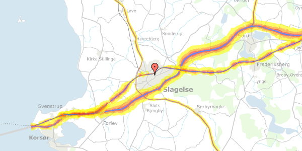 Trafikstøjkort på Absalonsgade 22, 1. tv, 4200 Slagelse