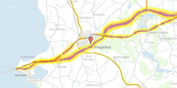 Trafikstøjkort på Astersvej 5, 4200 Slagelse