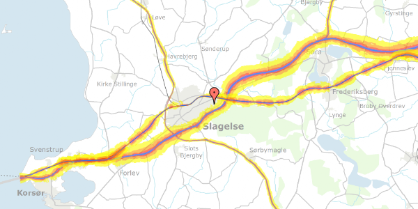 Trafikstøjkort på Baldersvej 11, 4200 Slagelse