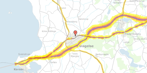 Trafikstøjkort på Banevolden 8, st. th, 4200 Slagelse