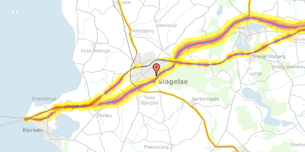 Trafikstøjkort på Birkevænget 35, 4200 Slagelse