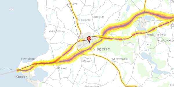 Trafikstøjkort på Bjergbygade 18A, 2. th, 4200 Slagelse