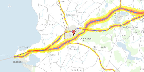 Trafikstøjkort på Bjergbygade 41A, 4200 Slagelse