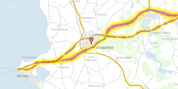 Trafikstøjkort på Bjergbygade 55, 4200 Slagelse