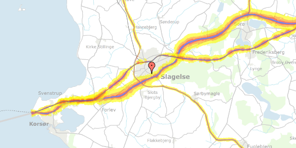 Trafikstøjkort på Ærøvej 31, 4200 Slagelse