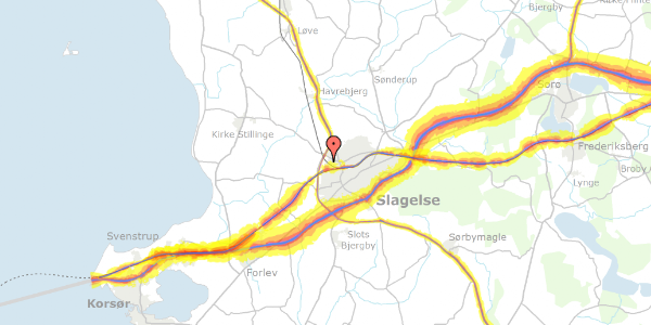 Trafikstøjkort på Byskellet 34, 4200 Slagelse