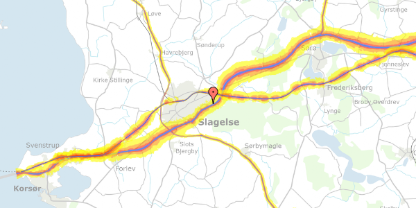 Trafikstøjkort på Byskov Alle 4, 1. th, 4200 Slagelse