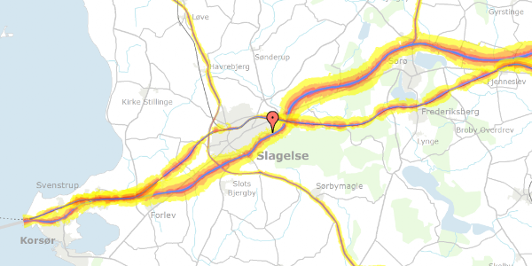 Trafikstøjkort på Byskov Alle 15, 1. th, 4200 Slagelse