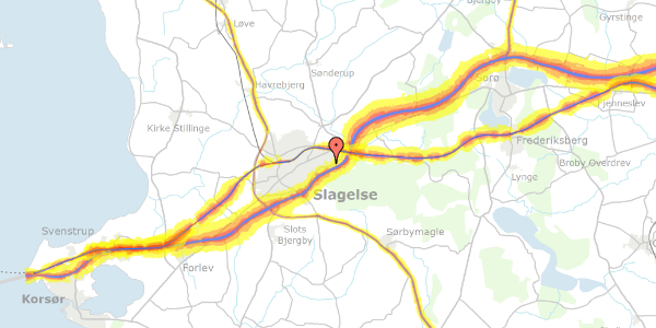 Trafikstøjkort på Byskov Alle 16, 1. th, 4200 Slagelse