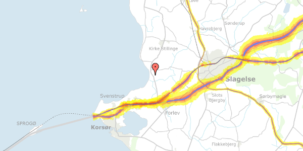 Trafikstøjkort på Bæltevej 9, 4200 Slagelse