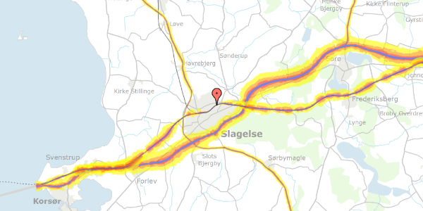 Trafikstøjkort på Dannevirkevej 19, 4200 Slagelse