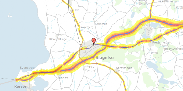 Trafikstøjkort på Dannevirkevej 33, 4200 Slagelse