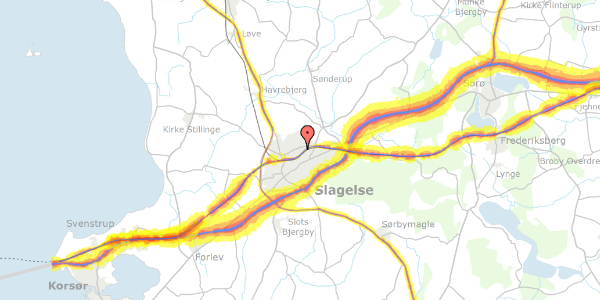 Trafikstøjkort på Dannevirkevej 75, 4200 Slagelse