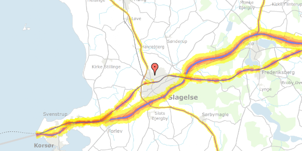 Trafikstøjkort på Ellevej 5, 4200 Slagelse