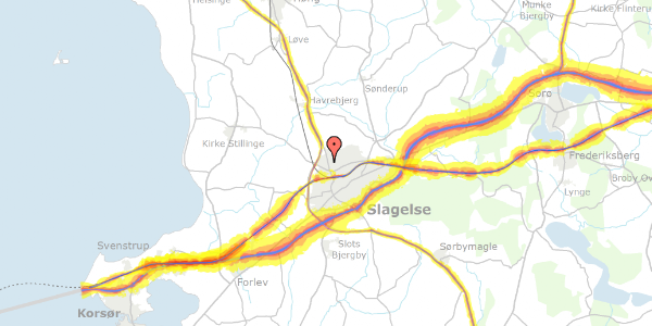 Trafikstøjkort på Flygelvej 1, 4200 Slagelse