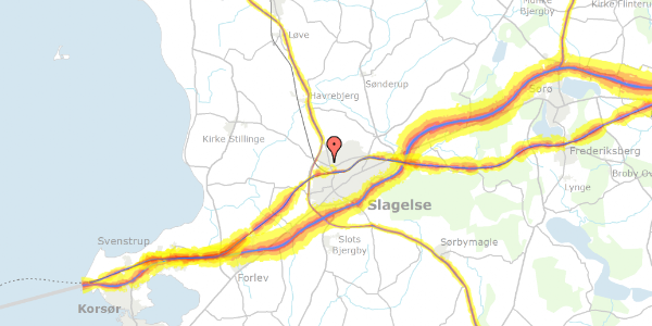 Trafikstøjkort på Fløjtevej 3, 4200 Slagelse