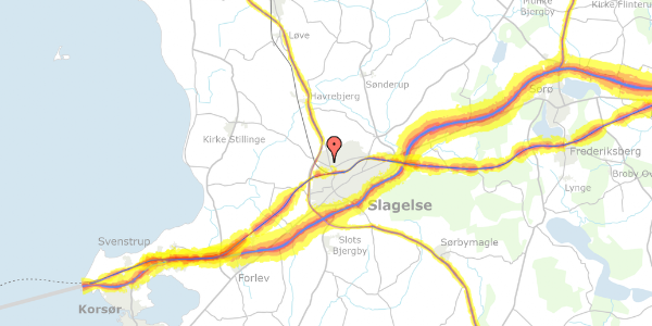 Trafikstøjkort på Fløjtevej 4, 4200 Slagelse