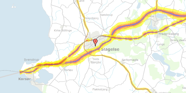 Trafikstøjkort på Fynsvej 17, 4200 Slagelse