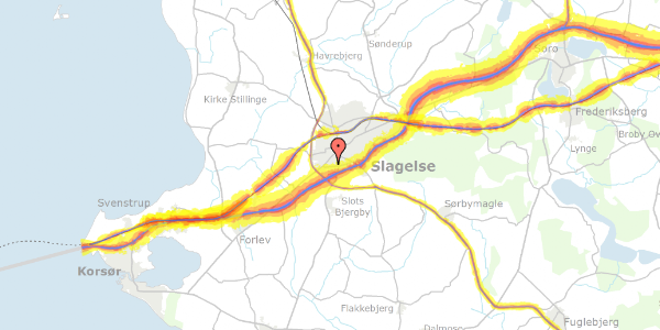 Trafikstøjkort på Glænøvej 7, 4200 Slagelse