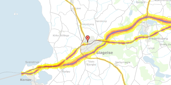 Trafikstøjkort på Griegsvej 5, 4200 Slagelse