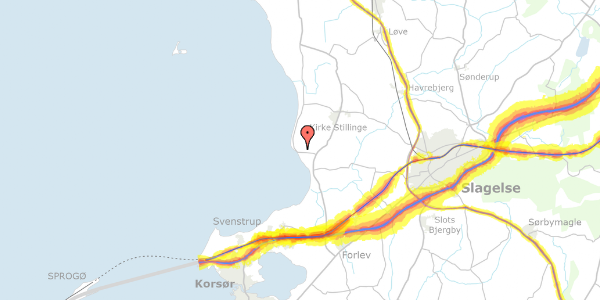 Trafikstøjkort på Grøndalvej 7, 4200 Slagelse