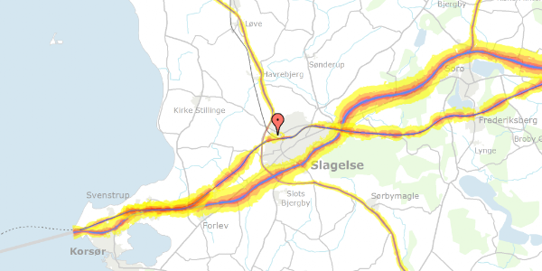 Trafikstøjkort på Grønnebakken 16, 4200 Slagelse